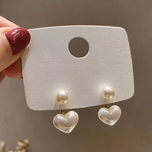 2026 New Korean Style Contracted Heart Pearl Earrings For Women Sweet Flower Zircon Geometric Stud Earring Girl Party Jewelry