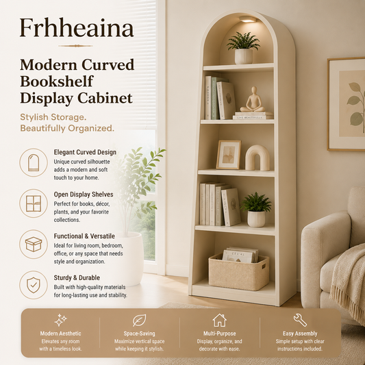 Frhheaina™ Modern Curved Bookshelf Display Cabinet