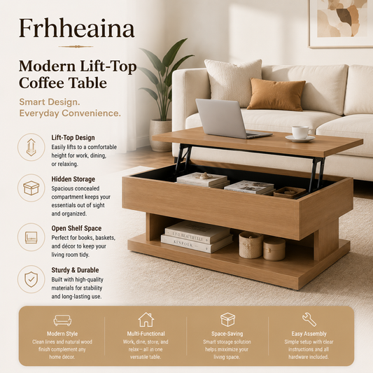 Frhheaina™ Modern Lift-Top Coffee Table With Hidden Storage