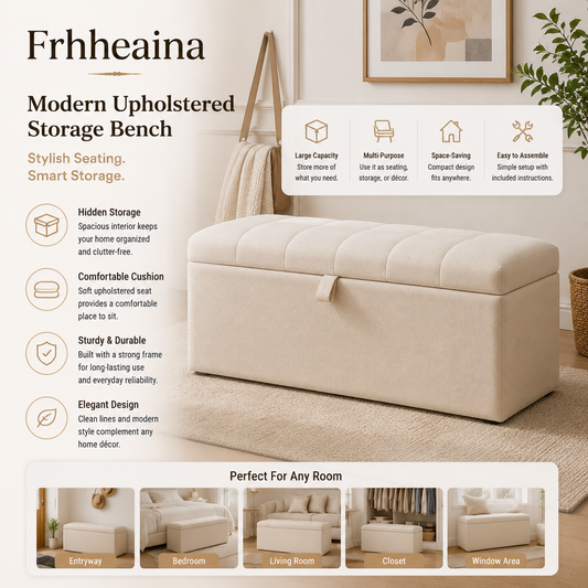 Frhheaina™ Modern Upholstered Storage Bench